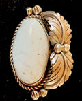 White Buffalo Turquoise Navajo Ring Size 9.5 | Sterling Silver | Authentic Native American Handmade | 00143