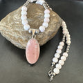Southwestern Pink Queen Conch Bead Necklace Pendant 20" | Sterling Silver | Authentic Native American Handmade | 19582
