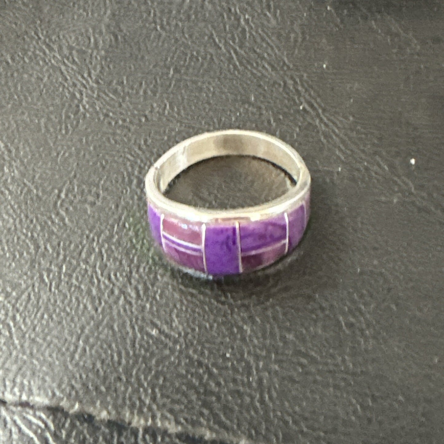 Native Womens  Purple Stone Navajo Sterling Silver Ring Set Sz 10 17778