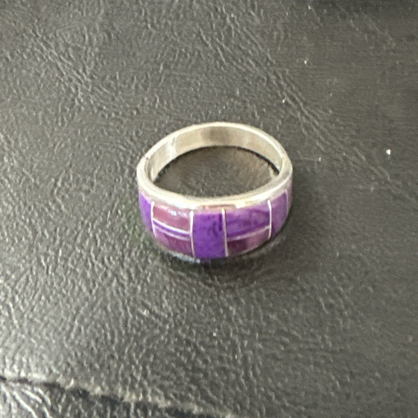 Native Womens  Purple Stone Navajo Sterling Silver Ring Set Sz 10 17778