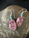 Navajo Purple Spiny Oyster Turquoise Bead Earrings | Sterling Silver | Authentic Native American Handmade | 18691