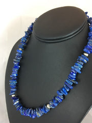 Men's Lapis Lazuli Navajo 18"Necklace | Sterling Silver | Authentic Native American Handmade | 17378