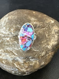 Blue Turquoise Spiny Oyster Southwestern Ring Size 7 | Sterling Silver | Authentic Native American Handmade | 18432