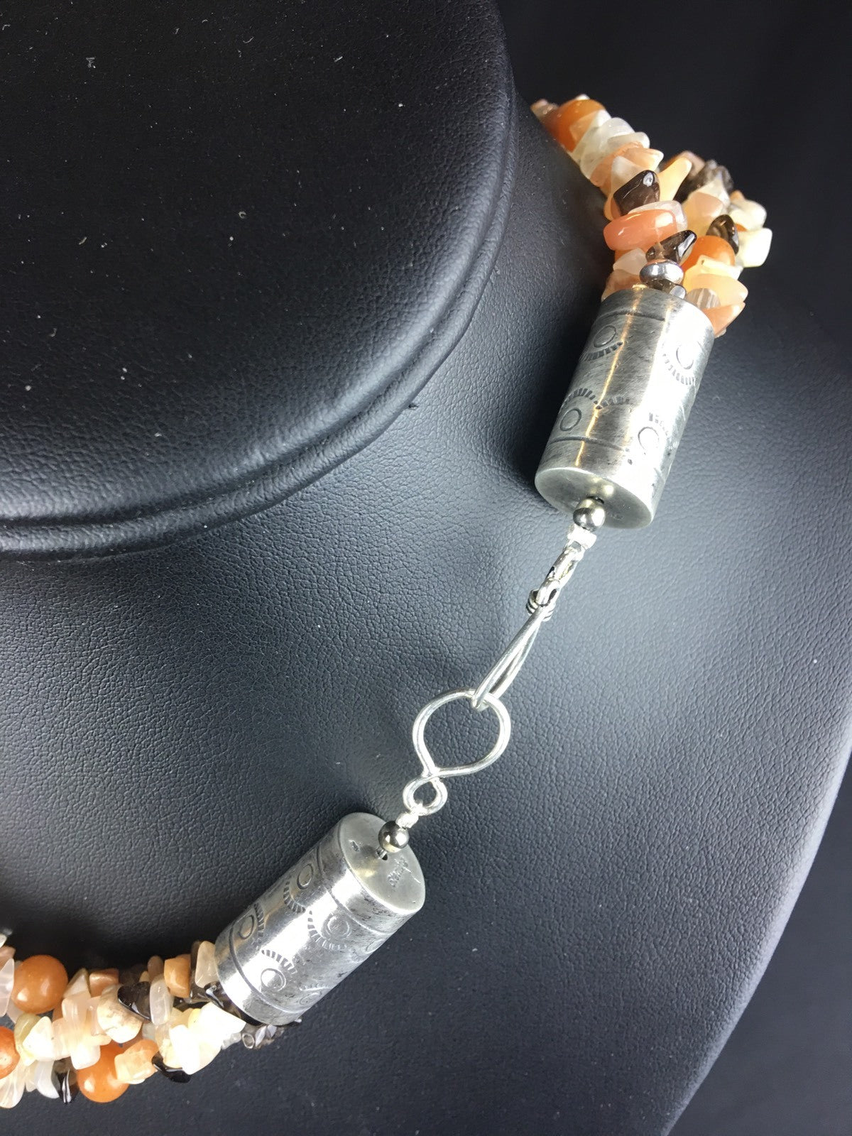 Carnelian 4 strand Navajo Sterling Silver Native American Necklace 21" 03333