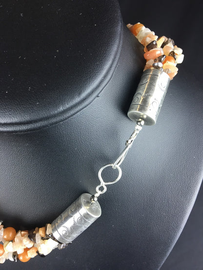 Carnelian 4 strand Navajo Sterling Silver Native American Necklace 21" 03333