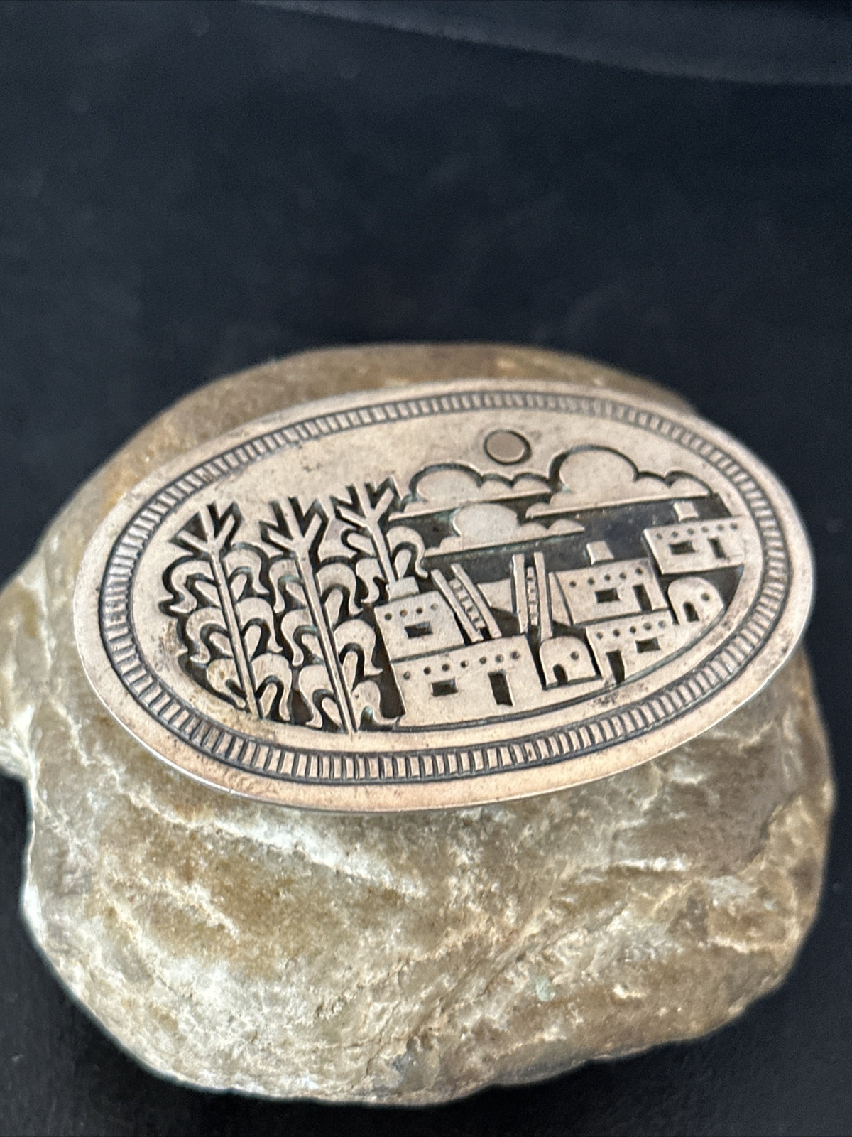 Pueblo Cutout Authentic Sterling Silver Concho Belt Buckle 14799