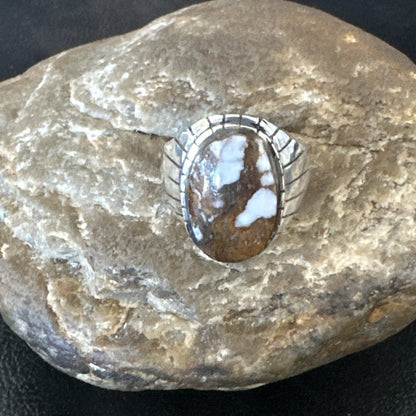 Mens Wild Horse Turquoise Southwestern Sterling Silver Ring Size 10.5 17793