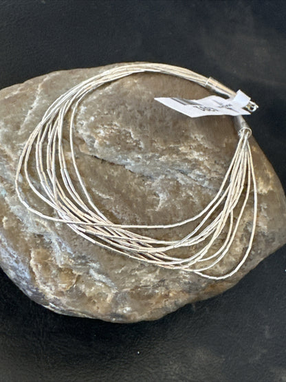 Womens Heishi Liquid Sterling Silver 10 Strands Bracelet 8” 4391