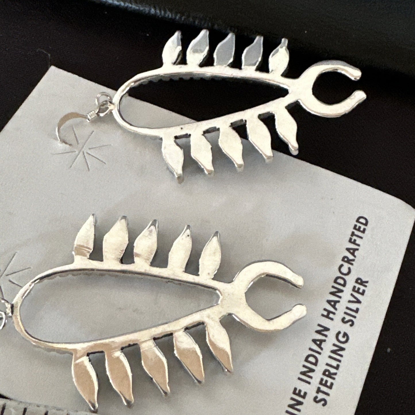 Womens Blue Opal Navajo Squash Blossom Sterling Silver Earrings 18549