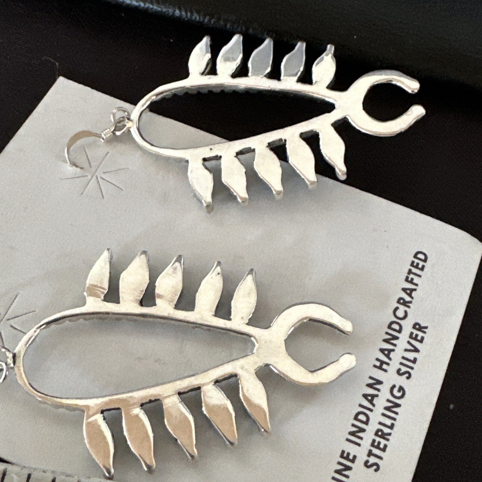 Womens Blue Opal Navajo Squash Blossom Sterling Silver Earrings 18549