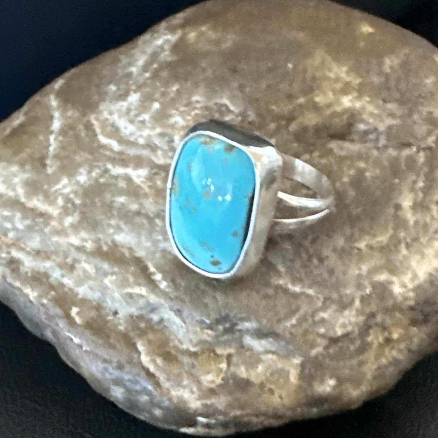 Men Women Blue Kingman Turquoise Navajo Sterling Silver Ring Size 9.5 19333