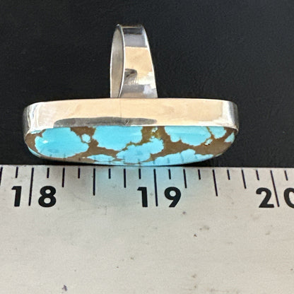 Blue Turquoise #8 Navajo Sterling Silver Ring Size 7 14961