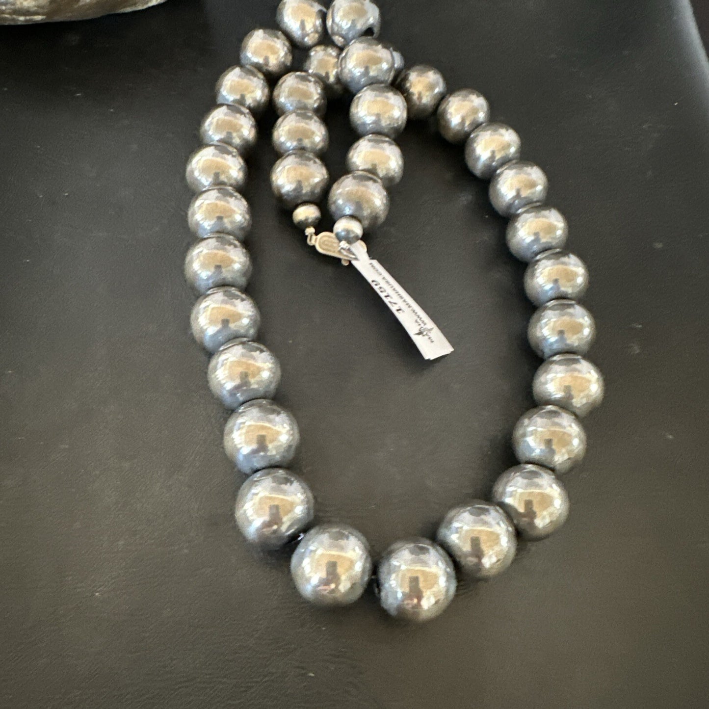 XL Round 18mm Sterling Silver Navajo Pearls 24” Single Strand Necklace 91824