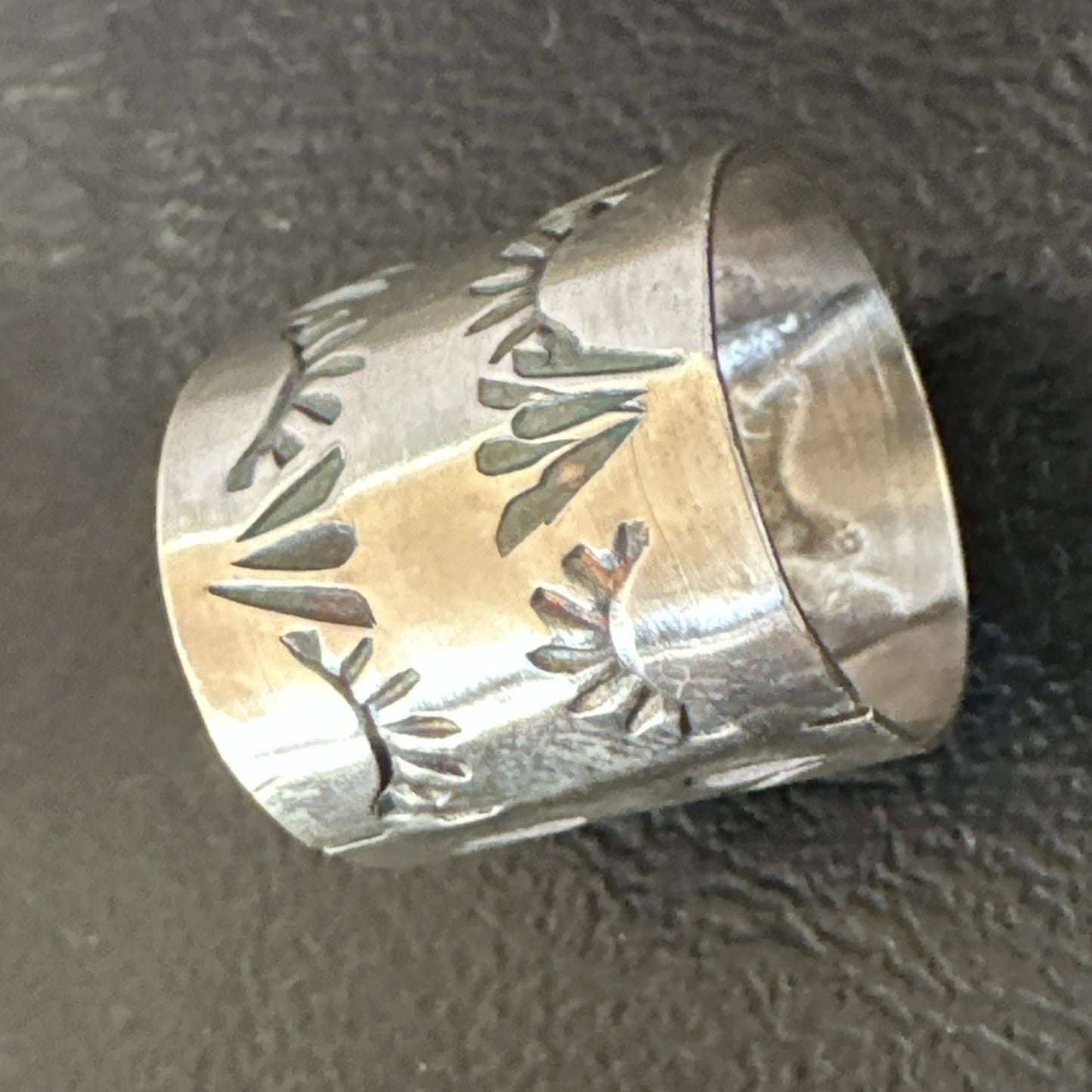 Mens Women Wedding Wide Band Navajo Stamped Sterling Silver Ring Size 7 19063