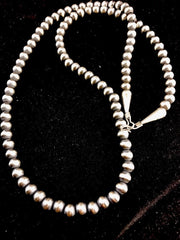 Navajo 4mm Beads Necklace 21" | Sterling Silver | Authentic Native American Handmade