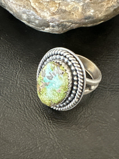 Navajo Sterling Silver Green Royston Turquoise Ring Size 9 19619