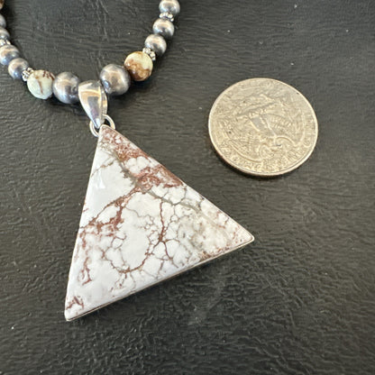 Mens Womens Wild Horse Turquoise Pendant Navajo Sterling Silver Necklace 19576