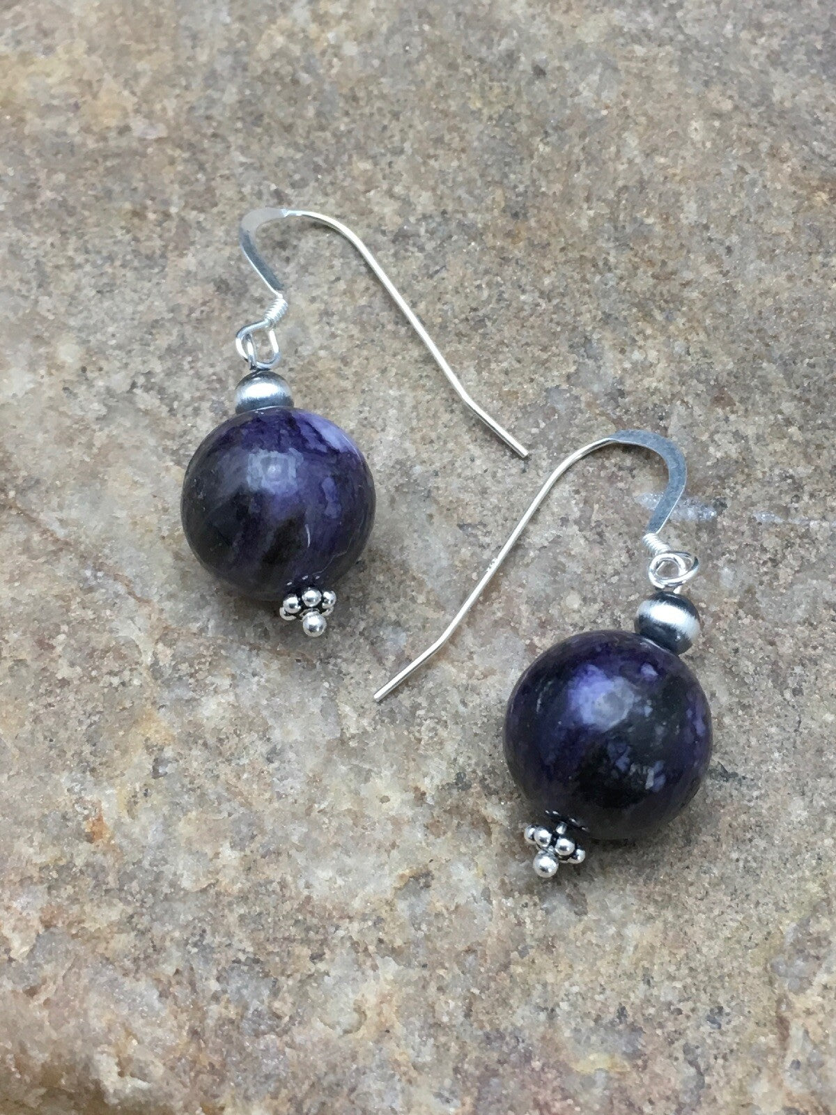Denim Lapis Chunky Southwestern Sterling Silver Dangle Earrings 02804
