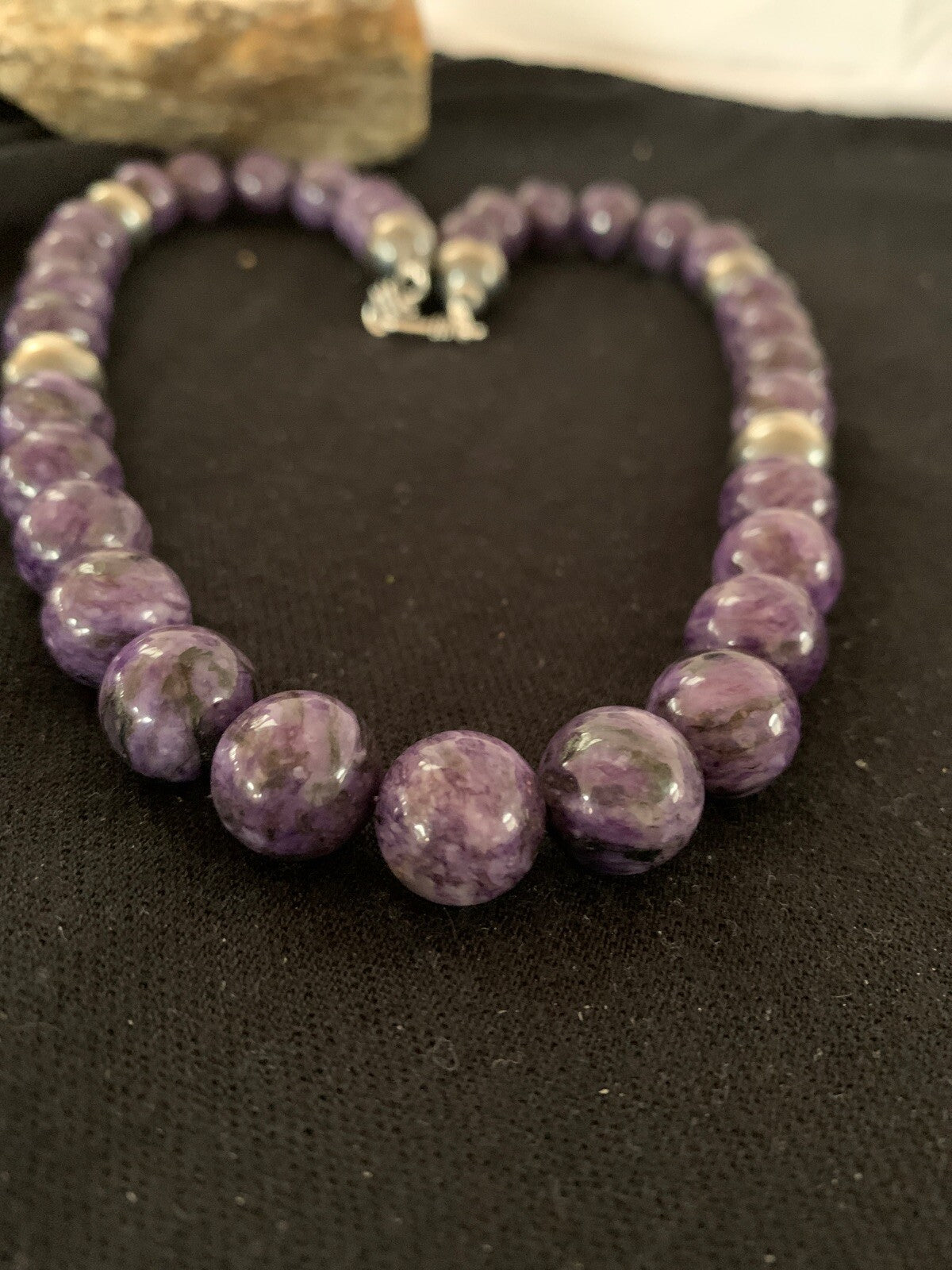 Purple Stone Bead Navajo Pearls Sterling Silver Necklace 04660