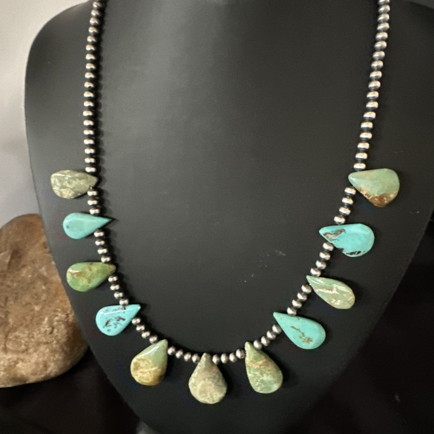 Navajo Pearls Sterling Silver Royston Turquoise 20" Necklace 19232