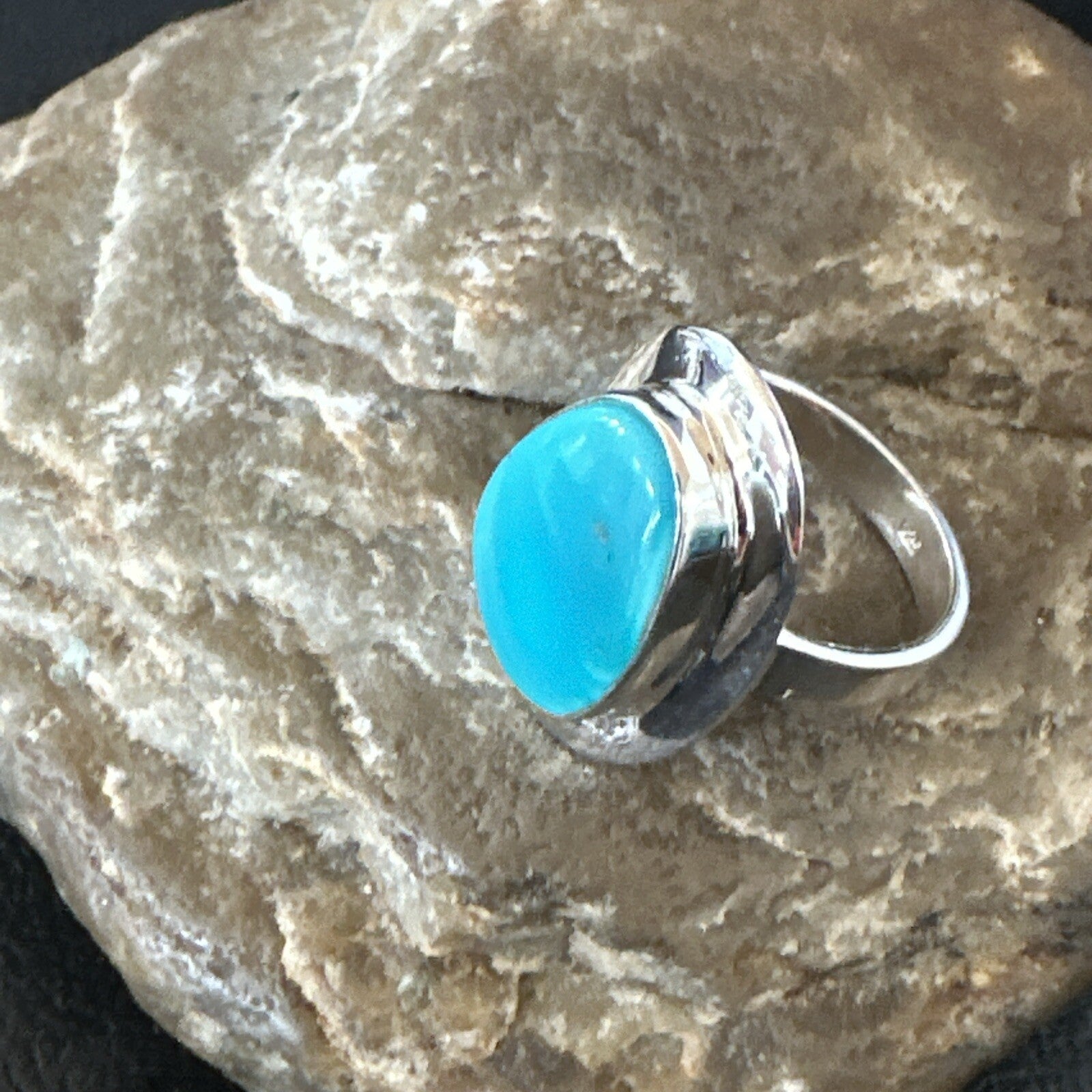 Southwestern Sterling Silver Blue Kingman Turquoise Ring Size 9 18528