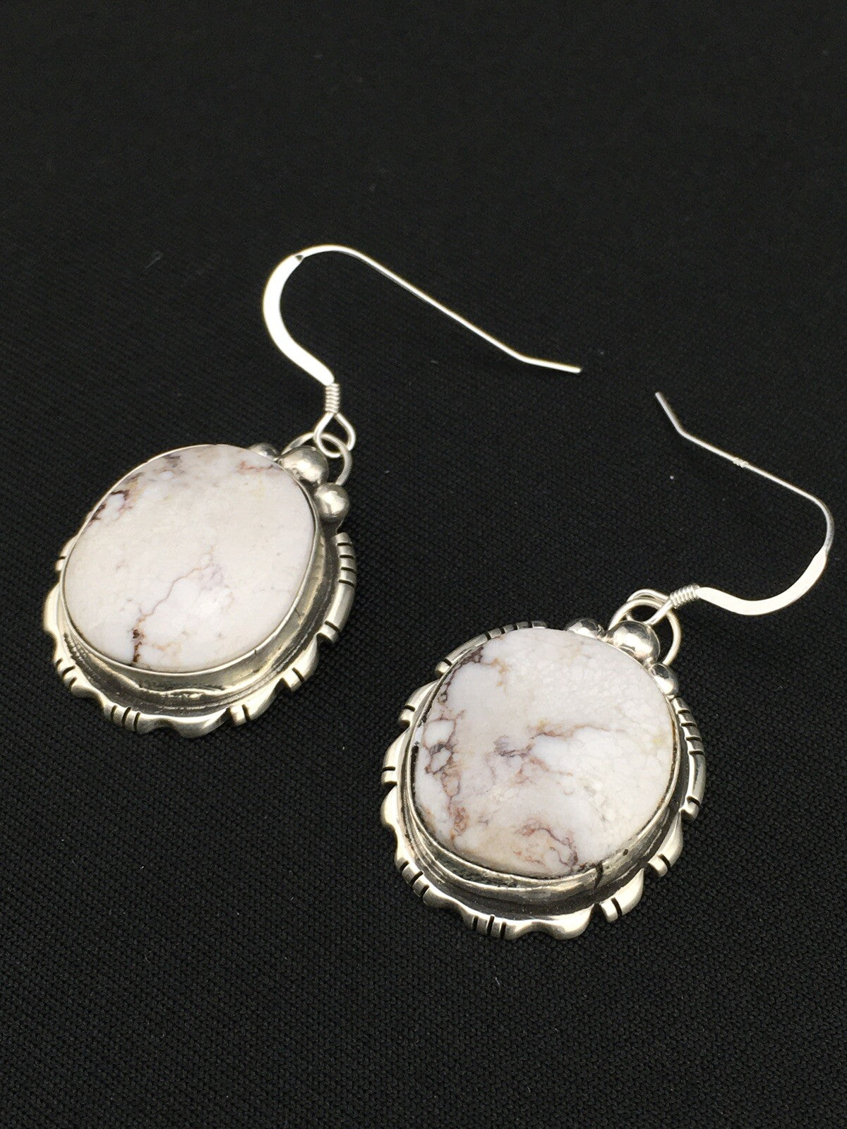 Navajo Sterling Silver Wild Horse Turquoise Earrings 1" 01321