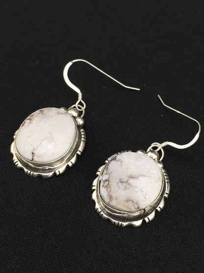 Navajo Sterling Silver Wild Horse Turquoise Earrings 1" 01321
