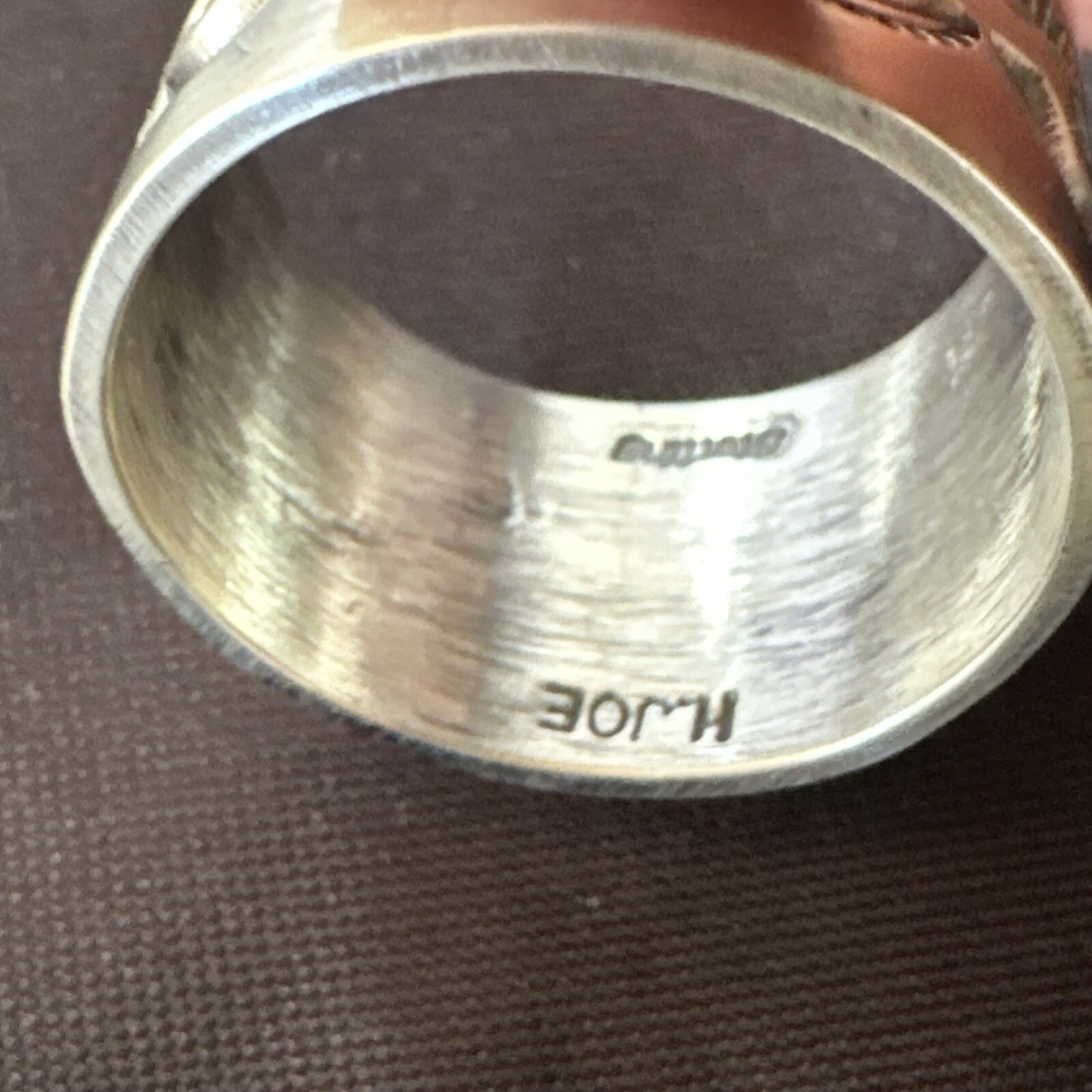 Mens  Wedding Wide Band Navajo Stamped Sterling Silver Ring Size 12 17998