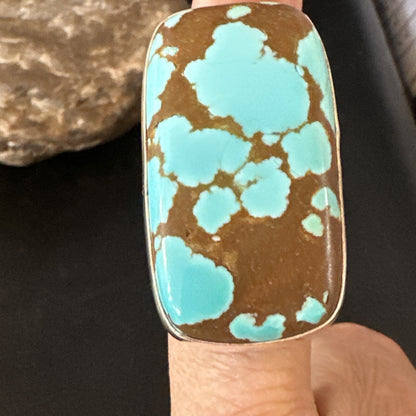 Blue Turquoise #8 Navajo Sterling Silver Ring Size 7 14961
