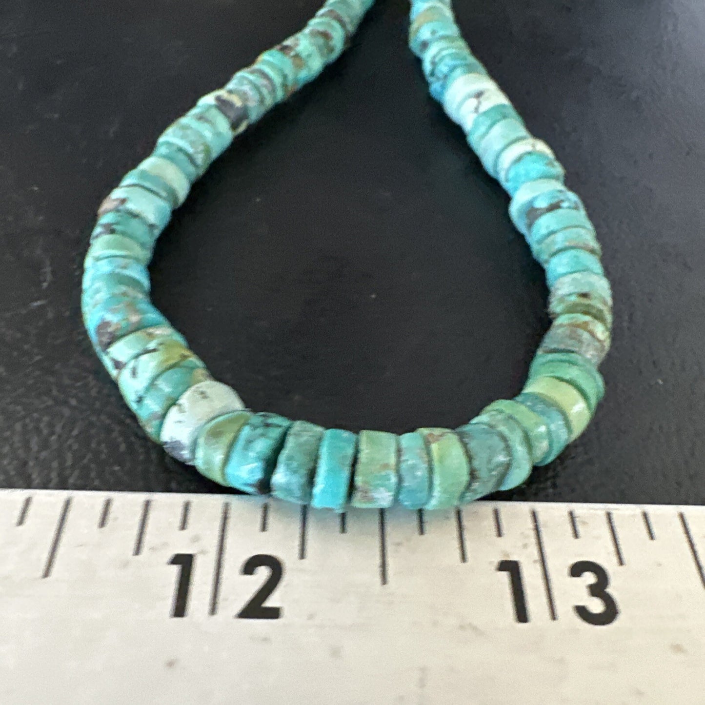 Blue Turquoise 20” Heishi Sterling Silver Bead Necklace 15165