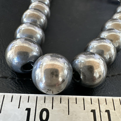 XL Round 18mm Sterling Silver Navajo Pearls 24” Single Strand Necklace 91824