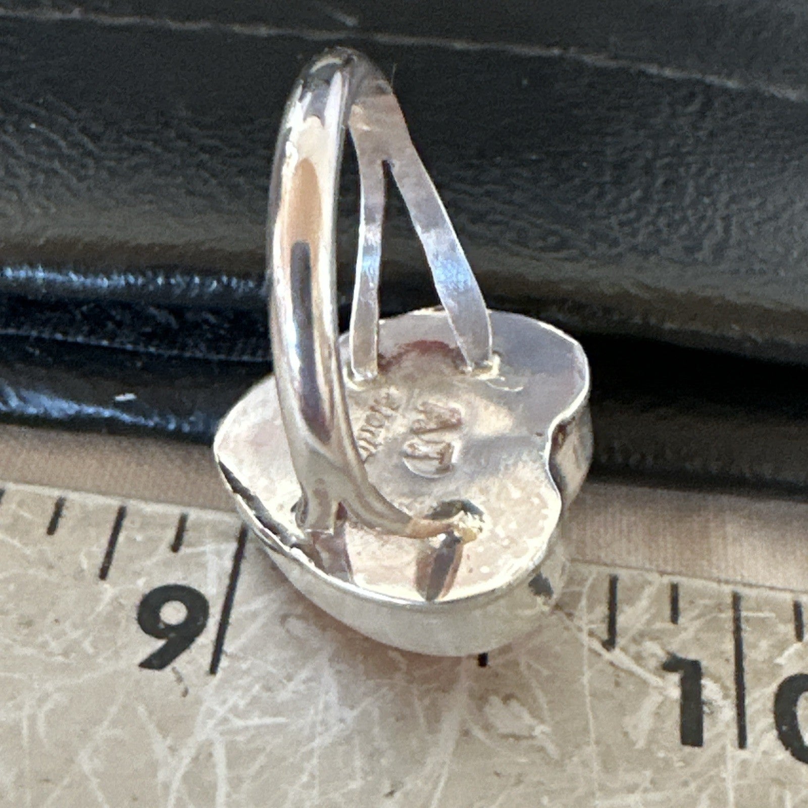 Orange Heart Ring Handmade Navajo Spiny Oyster Sterling Silver Sz 7.5 19331