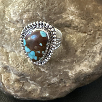 Blue Turquoise #8 Navajo Sterling Silver  Ring Size 6 18826