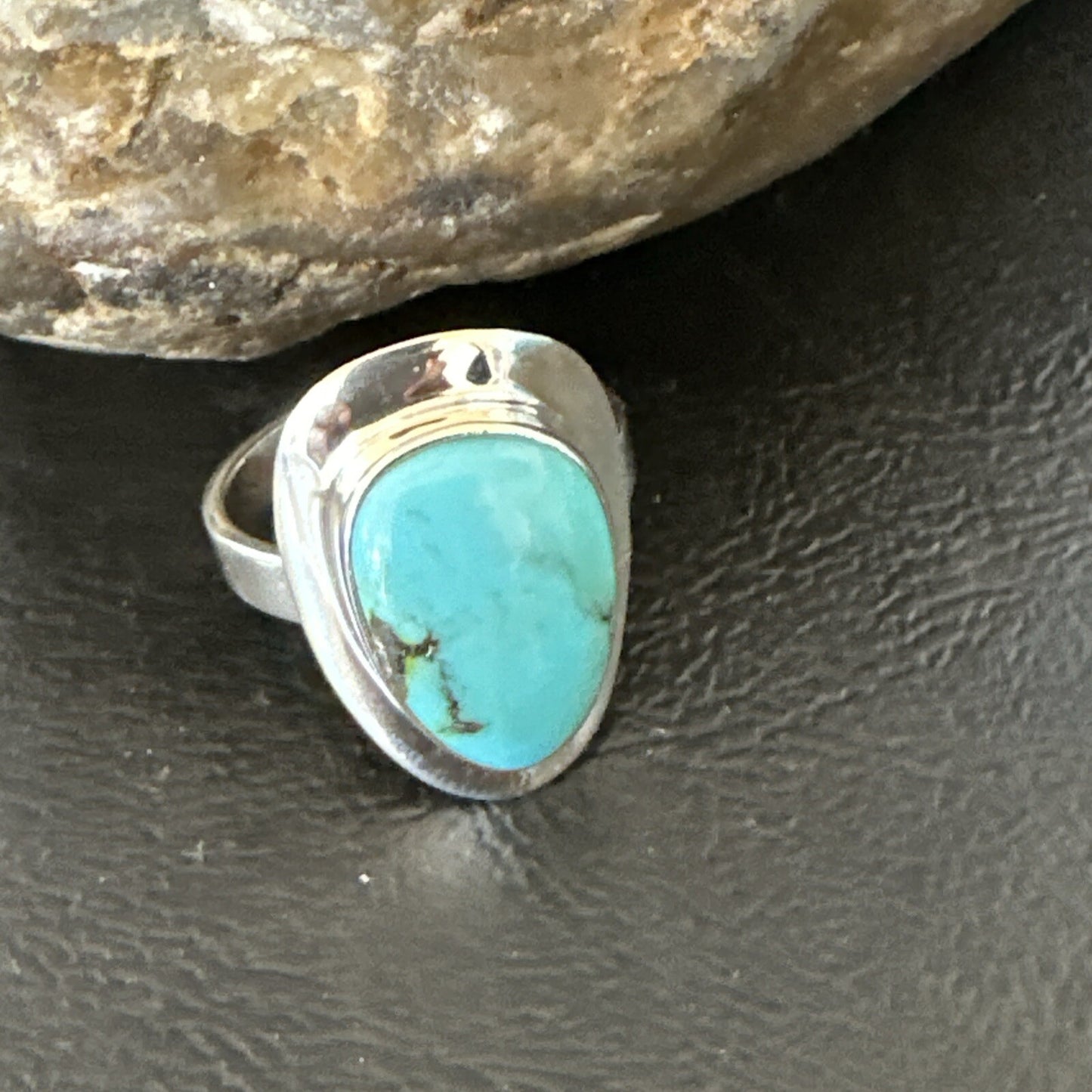 Southwestern Sterling Silver Blue Kingman Turquoise Ring Size 9 18524
