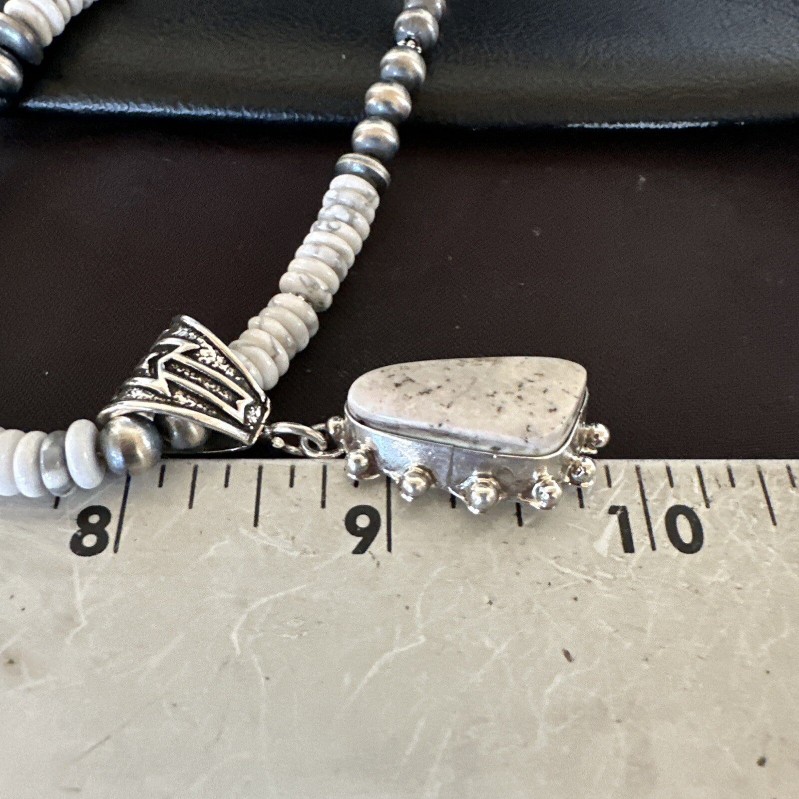 White Buffalo Turquoise Pendant Navajo Pearls Sterling Silver Necklace 22" 18259