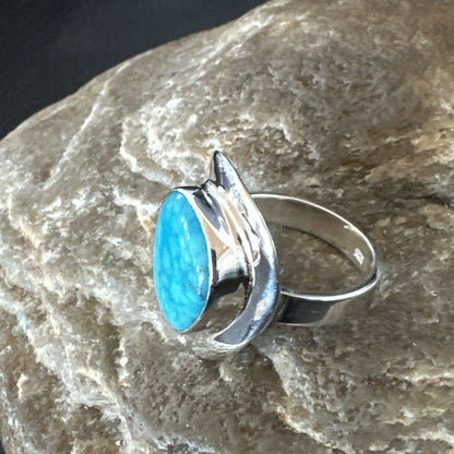 Southwestern Sterling Silver Blue Kingman Turquoise Ring Size 6 18533