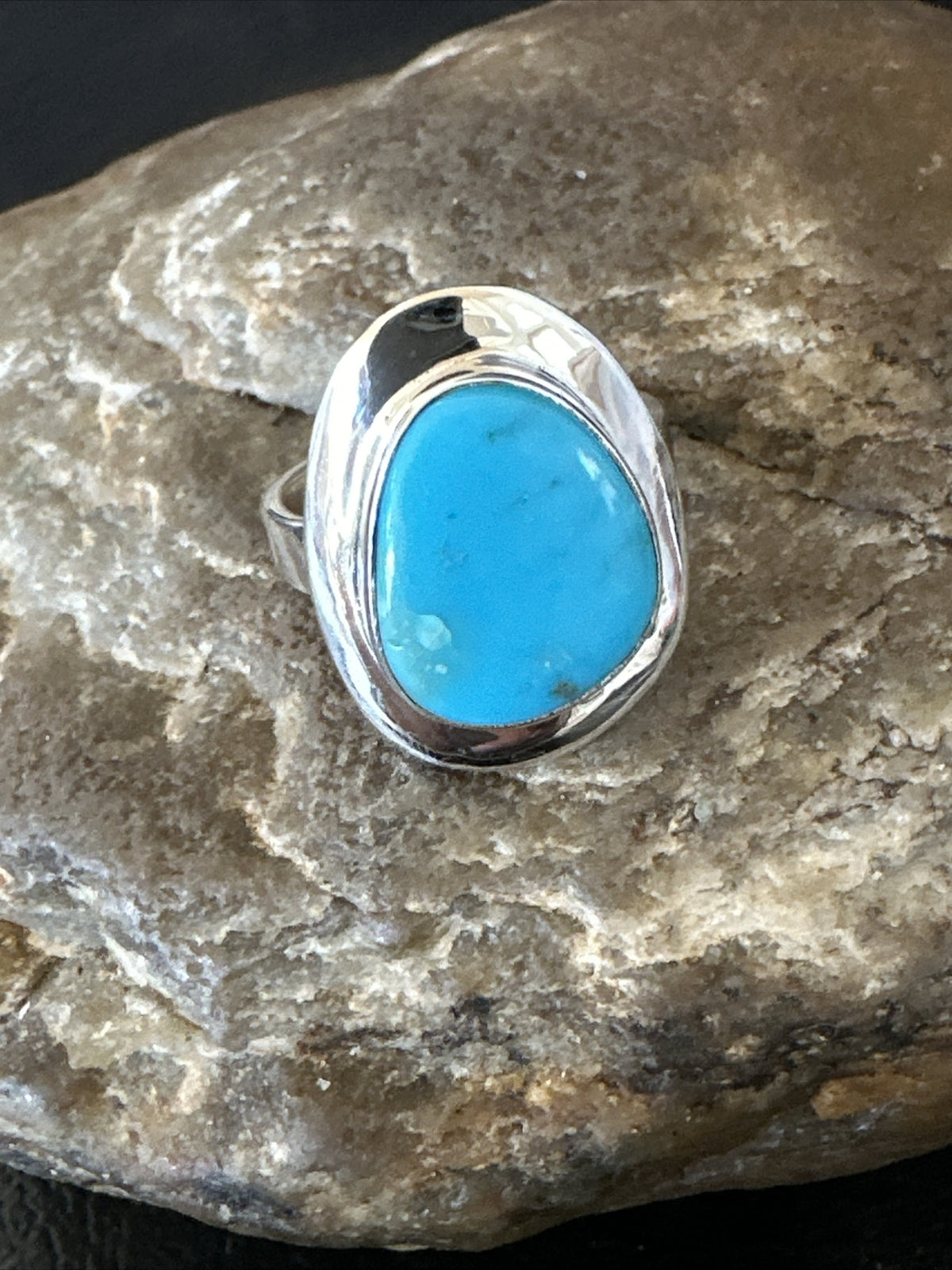WoMens Sterling Silver Blue Kingman Turquoise Ring Size 7 17682