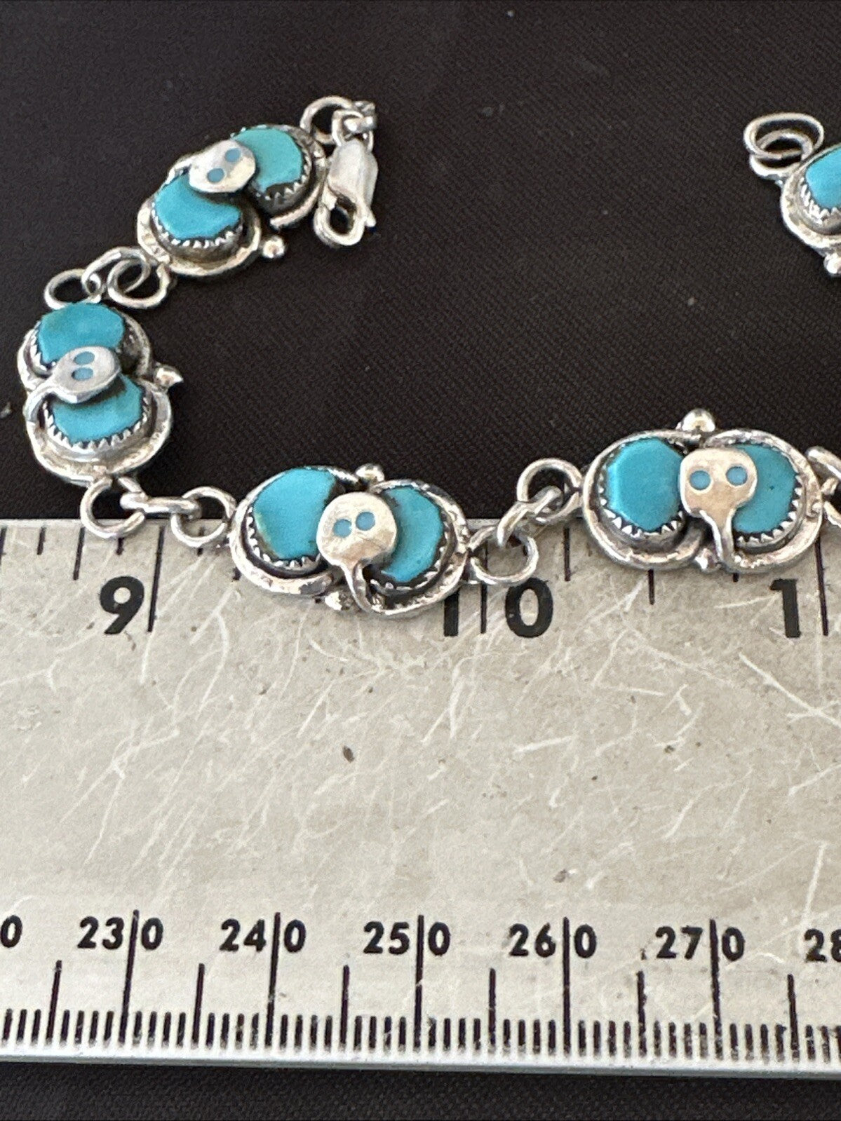 ZUNI Blue Kingman Turquoise Sterling Silver Snake Bracelet 18687
