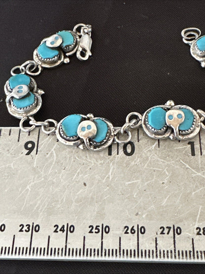 ZUNI Blue Kingman Turquoise Sterling Silver Snake Bracelet 18687