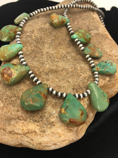 Native American Navajo Pearls St Silver Royston Turquoise Necklace 10072