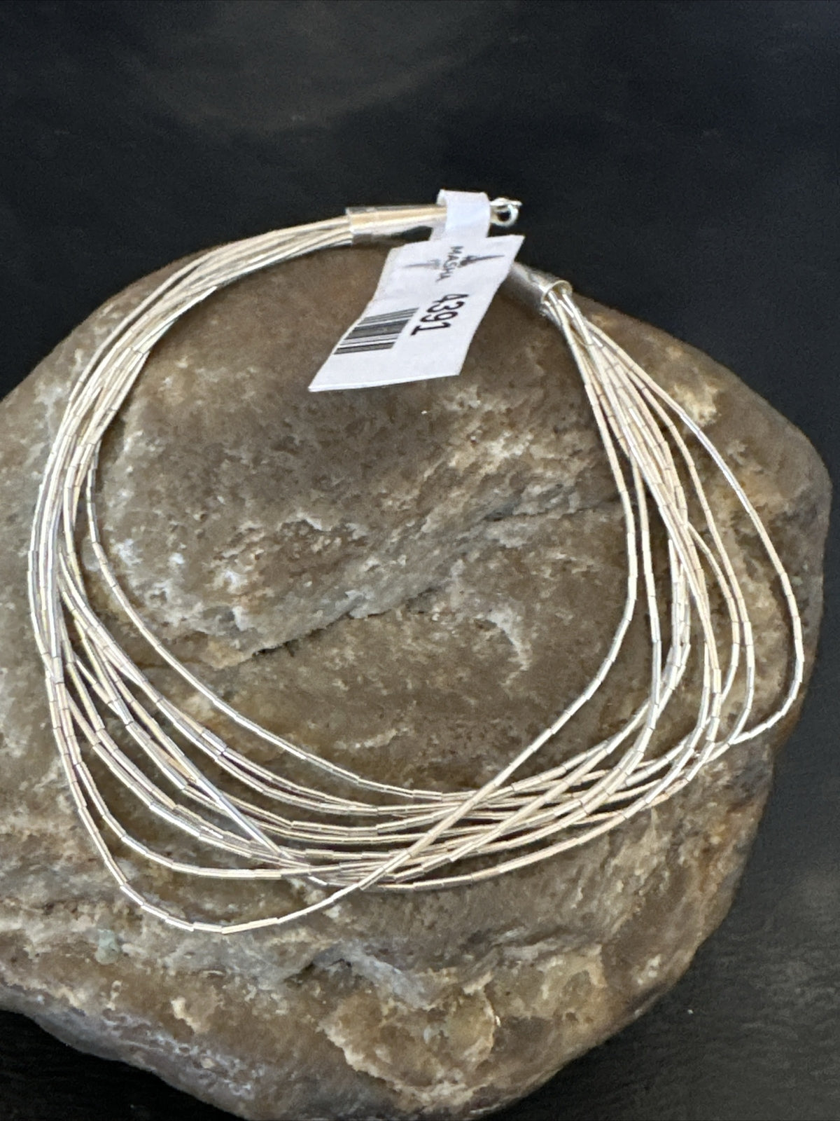 Womens Heishi Liquid Sterling Silver 10 Strands Bracelet 8” 4391