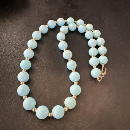 Goldfilled Womens 10mm Blue Dry Creek Turquoise Navajo Necklace 19” 18588