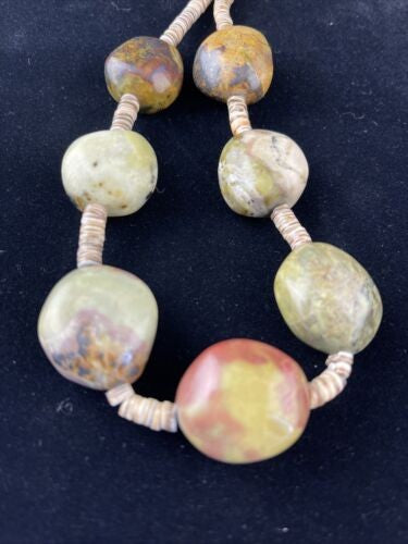 Native American Chunky Sterling Necklace Faceted Jasper Turquoise 17" 10077