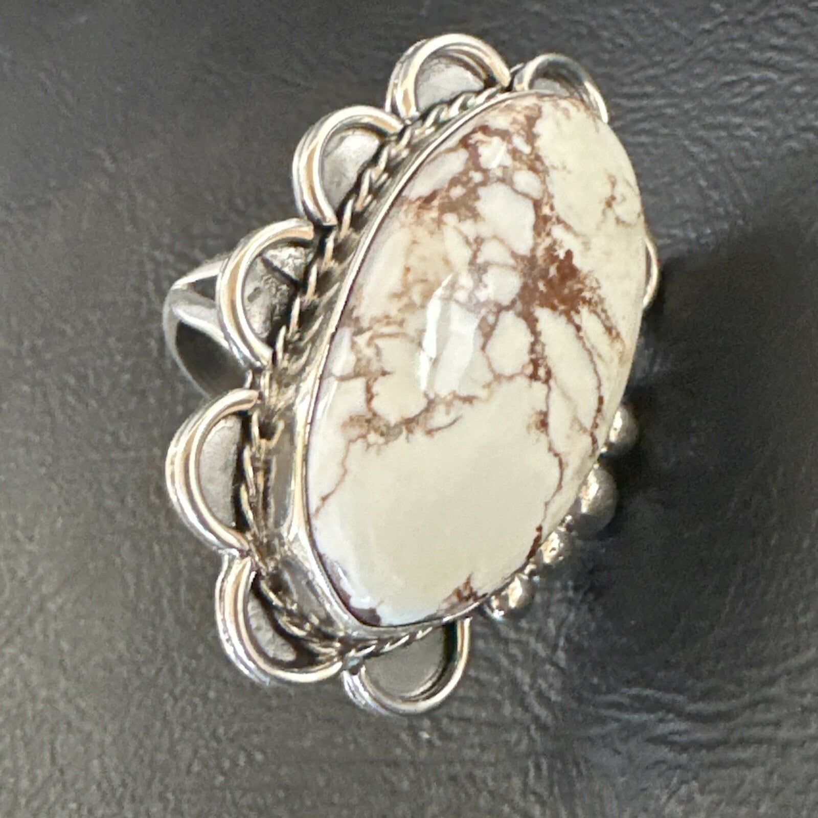 Mens Womens Wild Horse Turquoise Navajo Sterling Silver Ring Size 8 18009