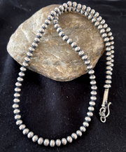5mm Beads Navajo 21"Hook Eye Cone Necklace | Sterling Silver | Authentic Native American Handmade