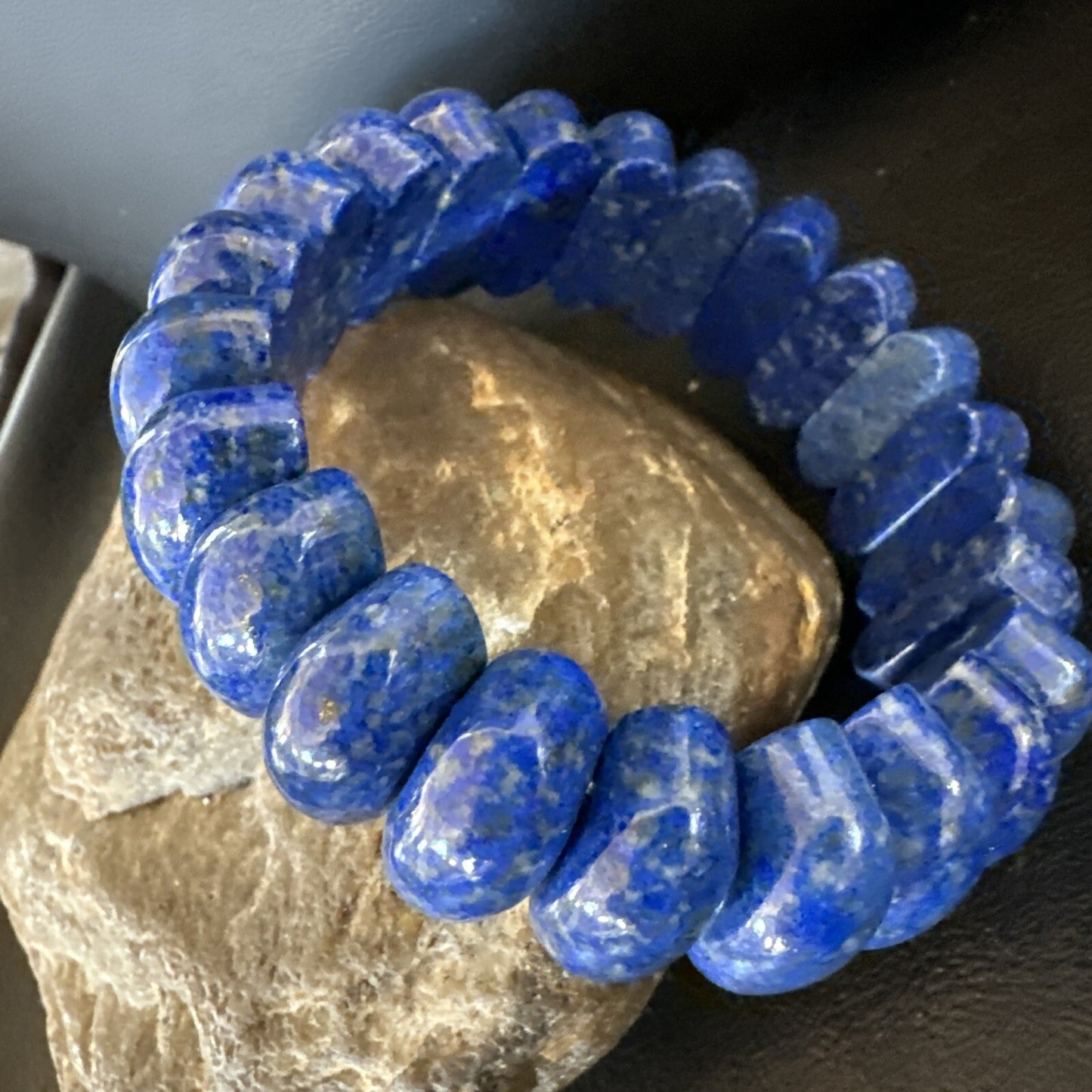 Mens Womens Blue Lapis Lazuli Stretch Bead Bracelet 7” 18861