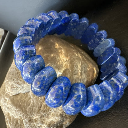 Mens Womens Blue Lapis Lazuli Stretch Bead Bracelet 7” 18861