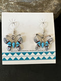 Butterfly Multicolor Turquoise MOP Inlay Earrings | Sterling Silver | Authentic Native American Handmade | 19816