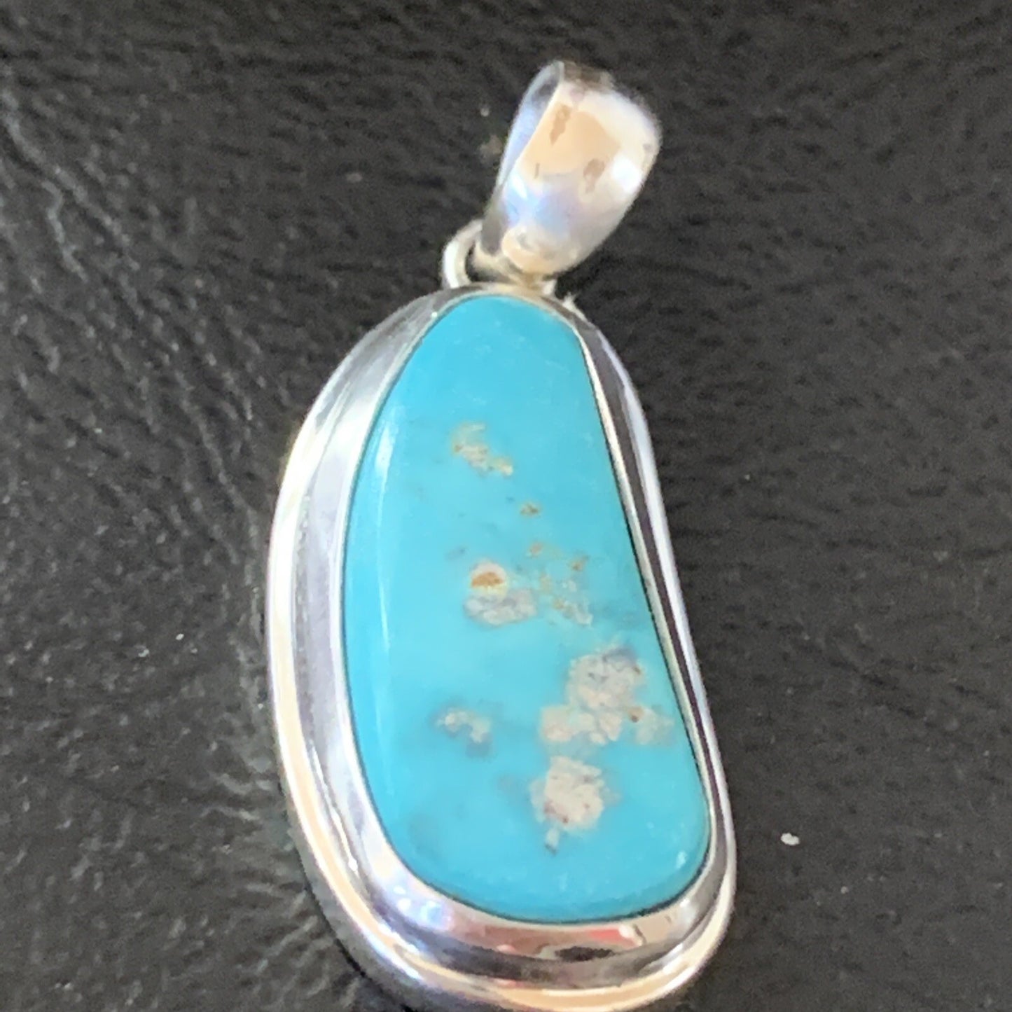 Blue Bisbee Turquoise Navajo Sterling Silver Pendant 1" 1627N