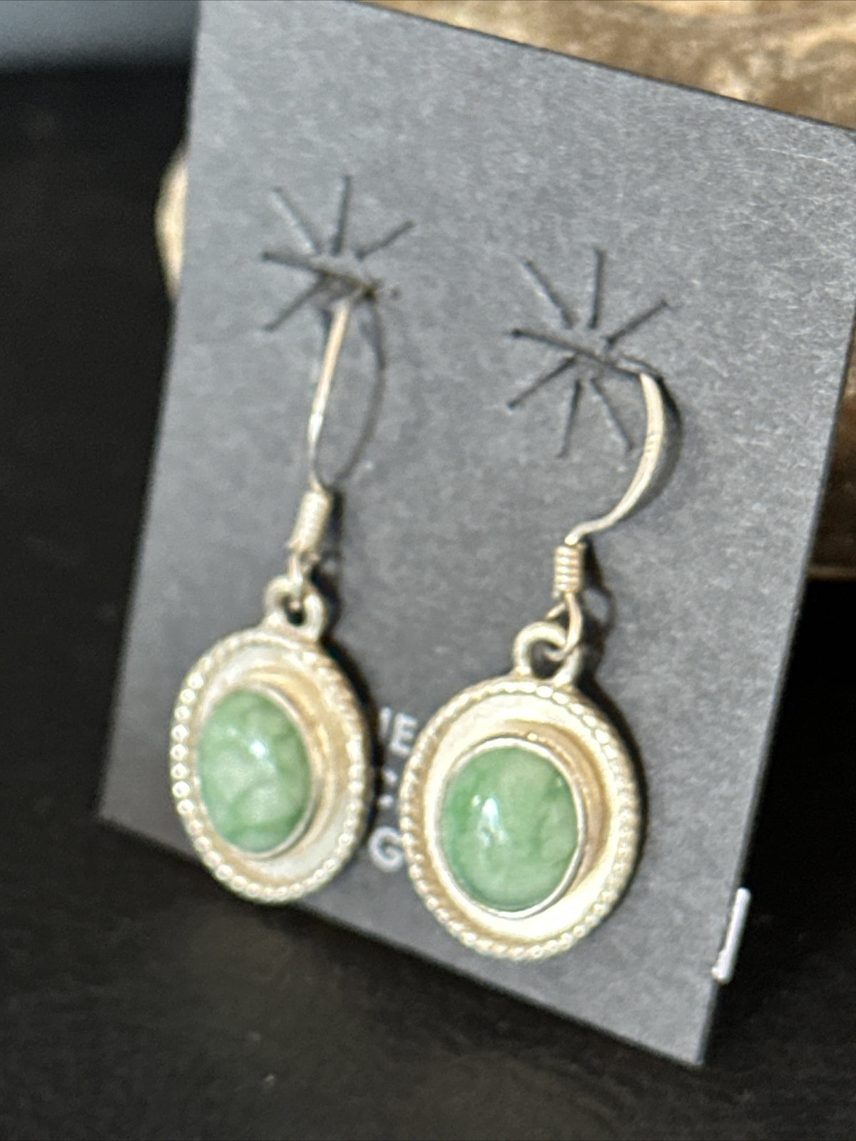 Navajo Green Turquoise Sterling Silver Dangle Earrings 14780